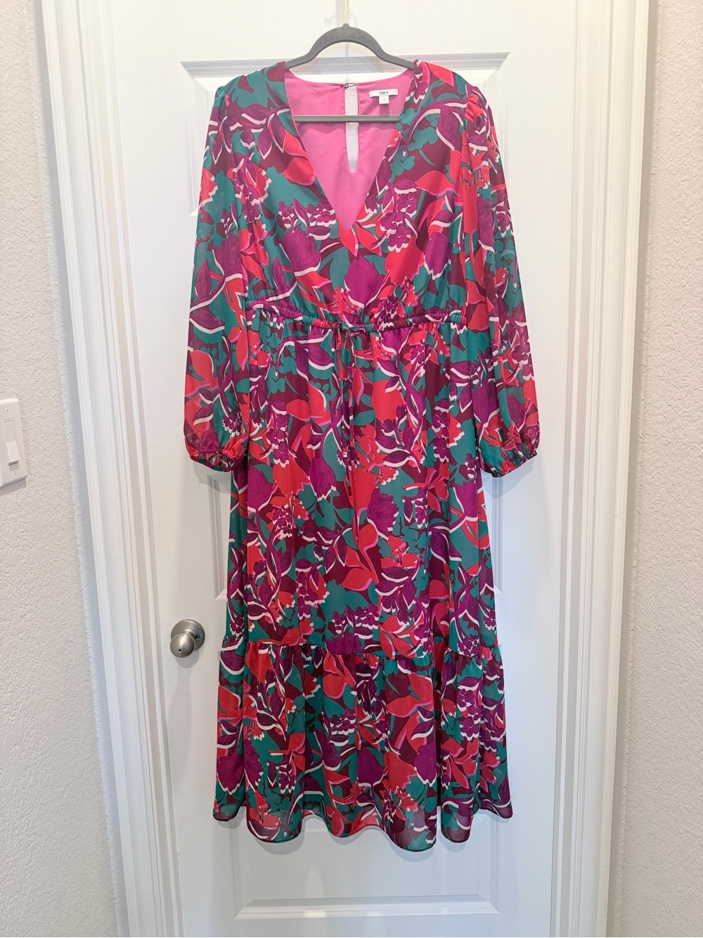Bar III Red, Green & Purple Floral Maxi Dress
